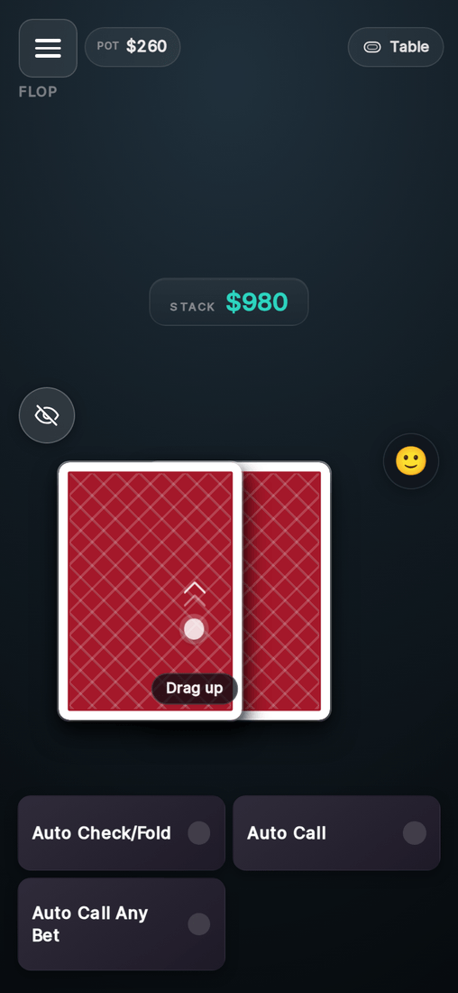 Auto check/fold toggle on a phone
