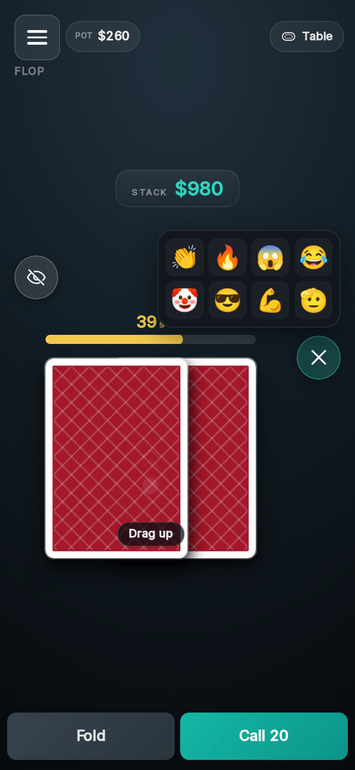 Sending a reaction from the phone to the shared screen