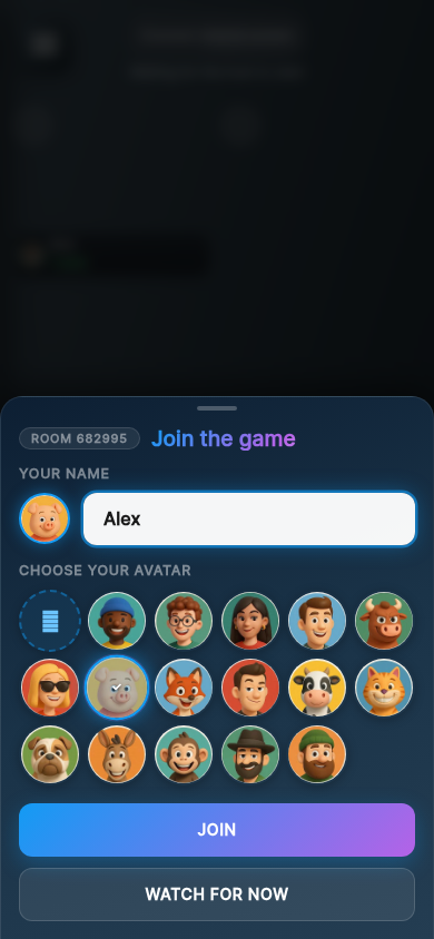 Guest entry with a name field and join button