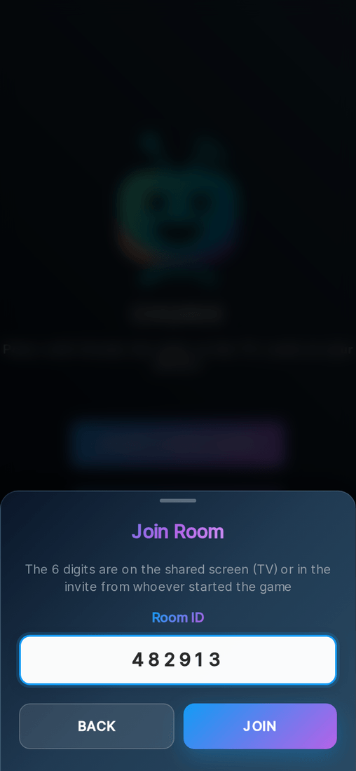 Entering the room code on a phone