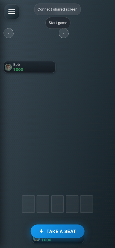 Room lobby with players, invitations, TV connection and manual start